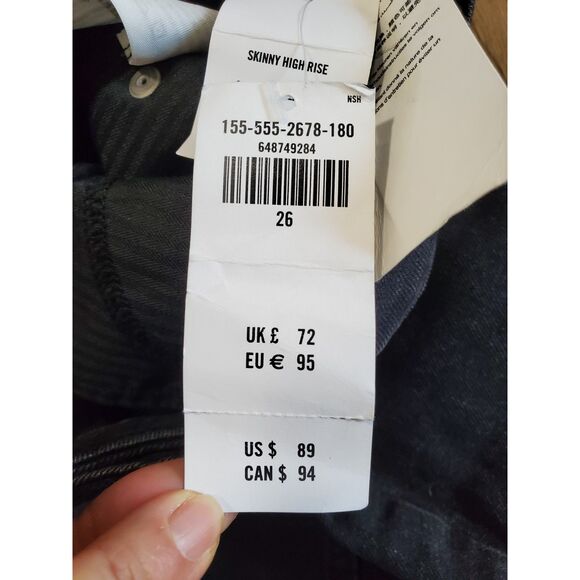 Abercrombie & Fitch Womens 26/2R The Skinny High Rise Curve Love Black Jeans New - Picture 5 of 14
